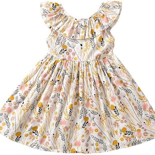 Toddler Baby Girl Sun Dress Wildflower Floral Seaside Beach Dress Overall Outfits Onepiece