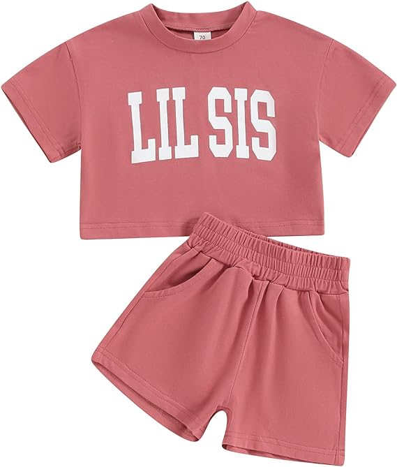 Baby and Toddler Girl Boy Big Sister Little Sister Brother Matching Outfits Romper/T Shirt Shorts Summer Clothes