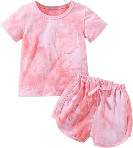 Toddler Baby Girls Outfits Short Sleeve T-Shirt and Shorts Suit 2Pcs Summer Clothes Set