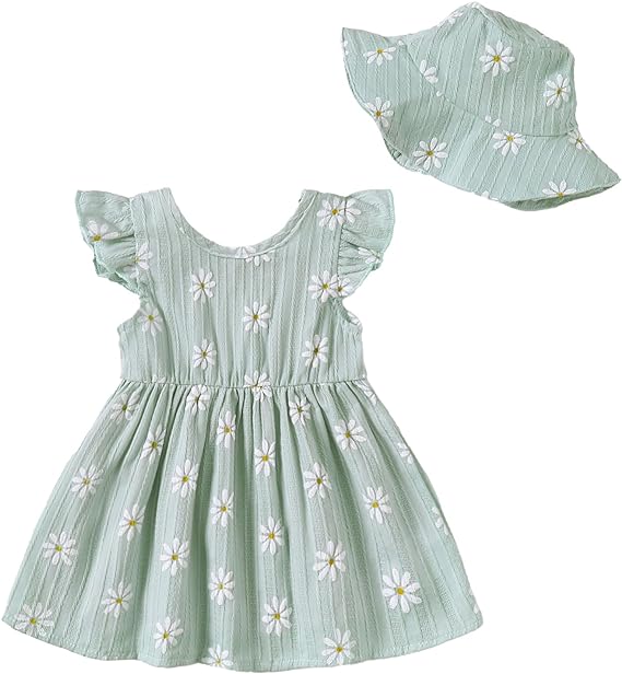 Toddler Baby Girl Dress Clothes Cotton Linen Short Sleeve Ruffle Dresses Infant Causal Beach Sundress Summer Outfits