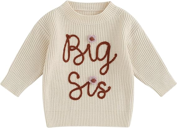 Big Sister Little Sister Matching Outfits Toddler Baby Girl Chunky Knit Sweater Warm Sweatshirt Knitted Fall Clothes