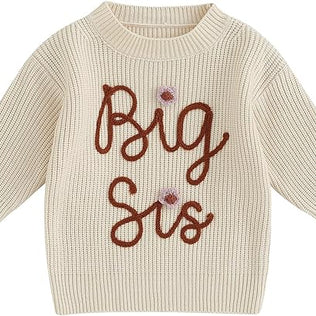 Big Sister Little Sister Matching Outfits Toddler Baby Girl Chunky Knit Sweater Warm Sweatshirt Knitted Fall Clothes