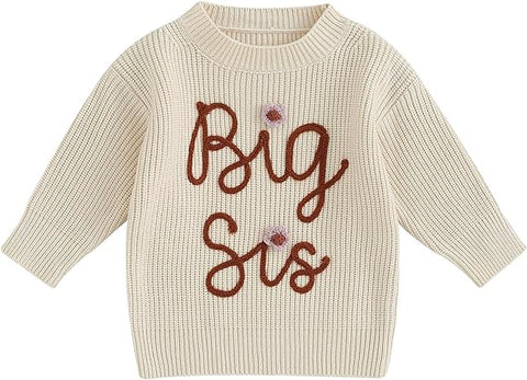 Big Sister Little Sister Matching Outfits Toddler Baby Girl Chunky Knit Sweater Warm Sweatshirt Knitted Fall Clothes